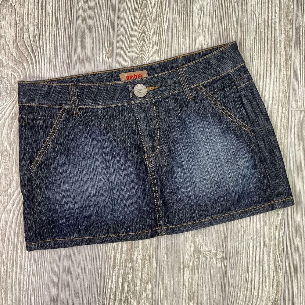 Vintage Y2K Micro Mini Skirt Dark Wash Denim NOBO No Boundaries SZ 9 00s VTG Poc